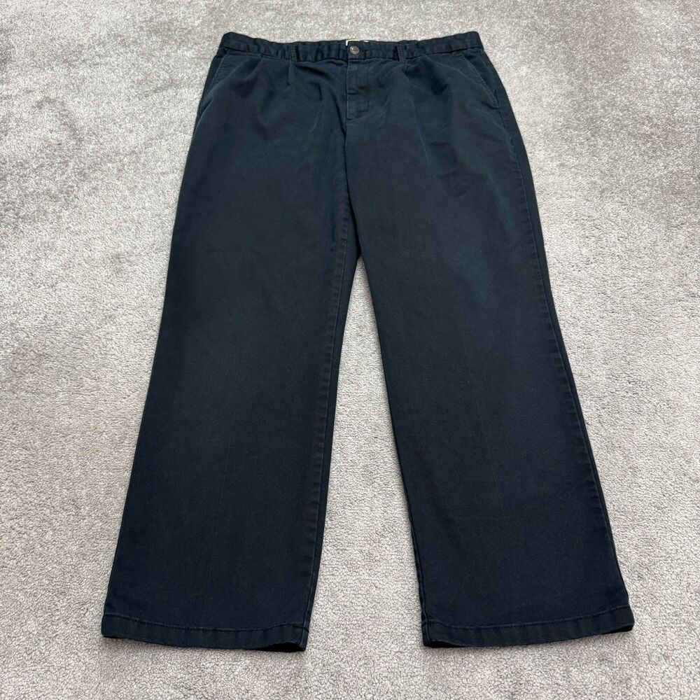 St. John's Bay Twill Chino Pants Mens 40x32 Navy Blue Easy Care Pleated Stretch